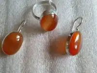 Элегантный комплект ( серьги кольцо ) СЕРДОЛИК, серебро 925