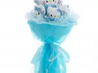 Букет из игрушек (котята 9шт ), бирюзовый