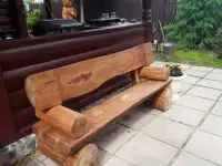Лавочка из полу-бревна массив дуба, фотография 4