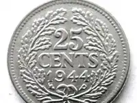 Редкая серебряная монета 25 центов 1944 года., фотография 2
