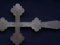 Старинный напрестольный крест. Серебро 84. Мастерская ПН. Россия, Москва 1880-е гг., фотография 2