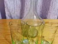 Графин стекло СССР салатовый со стаканчиками, фотография 4