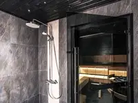 Двери стеклянные harvia legend для парных (690х1890) 7/19 черн. коробка алюминий,, фотография 3