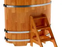 Купель для бани из сращенной лиственницы овальная 0,80х1,42 (натуральная, н =