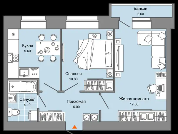 Квартира, 49,00 м², 2 эт., Ул. дзержинского, фотография 1