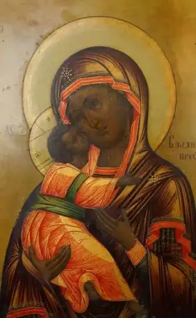 Икона Пресвятой Богородицы Владимирская в серебряном окладе. Мастерская С.Е. Москва, 1896 г., фотография 9