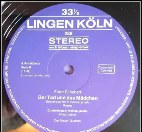 Франц Шуберт «Der Tod und das Madchen» LP, фотография 3