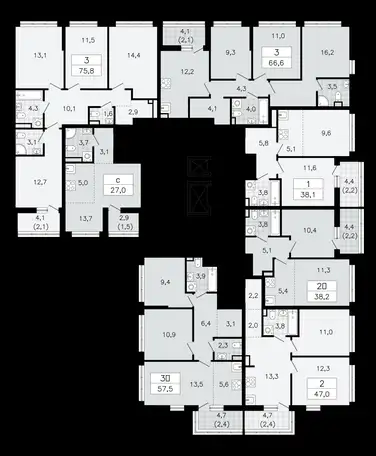 2-х комнатная квартира, 47,00 м², 5 эт., ЖК А101 Всеволожск, фотография 1