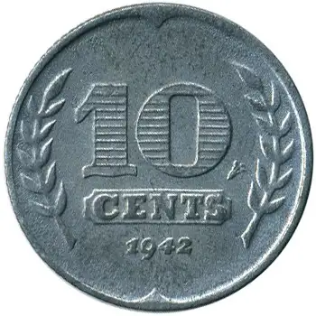 Голландская монета 1942г, фотография 2