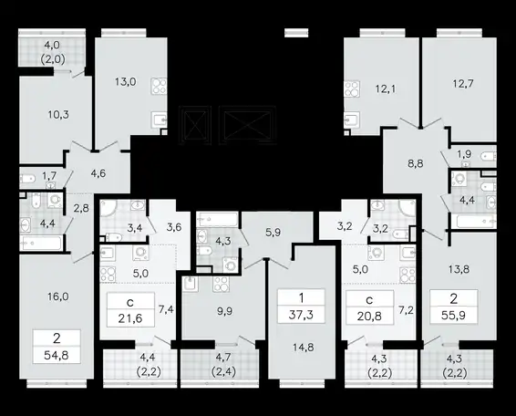 2-х комнатная квартира, 55,90 м², 2 эт., ЖК А101 Всеволожск, фотография 1