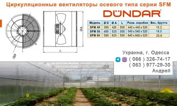 Циркуляционные вентиляторы DUNDAR осевого типа серии SFM, фотография 2