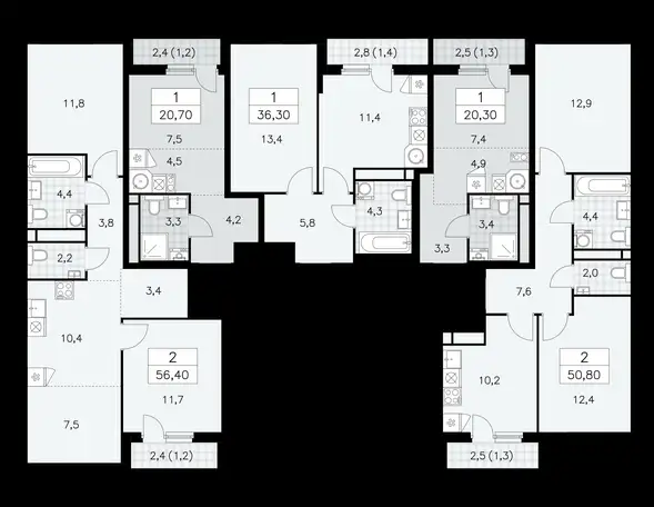 2-х комнатная квартира, 56,40 м², 12 эт., ЖК Прокшино, фотография 1