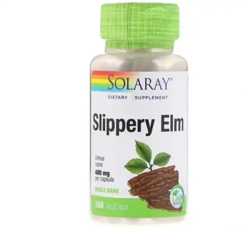 Ржавый вяз, Slippery elm, Solaray, 400 мг, 100 шт без 2х капсул, фотография 1