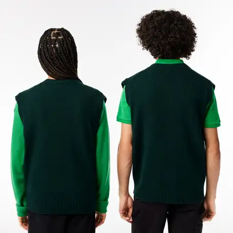 Шерстяной жилет lacoste unisex на пуговицах, фотография 2