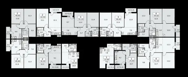 3-х комнатная квартира, 71,10 м², 6 эт., ЖК Скандинавия, фотография 2