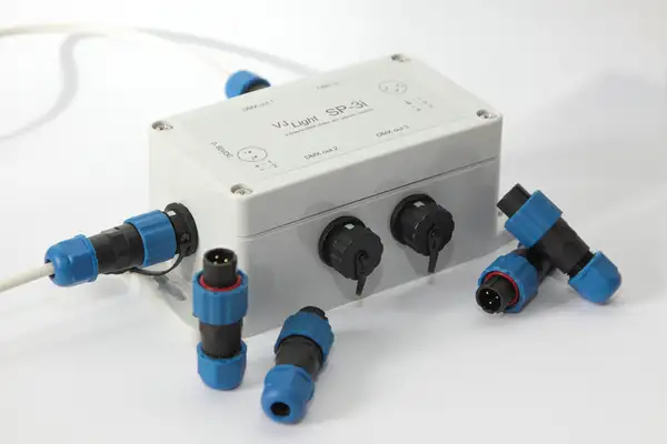 DMX сплиттер IP68 3 выхода с двойной гальванической развязкой VJLight SP-3i. Герметичный, всепогодный, фотография 7