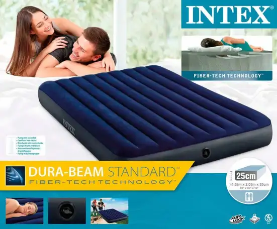 Матрас надувной двуспальный Intex 152х203х25см, фотография 5