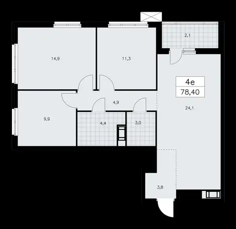3-х комнатная квартира, 78,40 м², 9 эт., ЖК А101 Лаголово, фотография 1