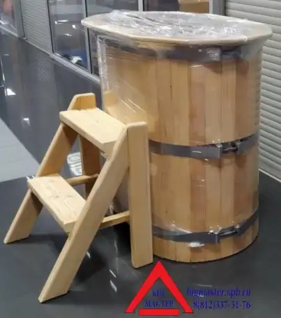 Купель для бани из дуба с пластиковым вкладышем, фотография 2
