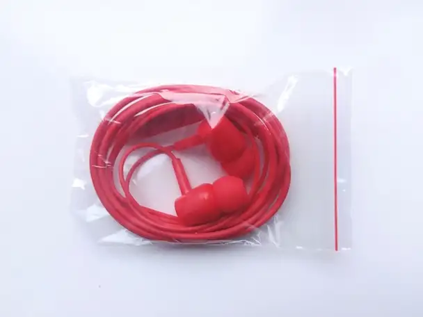 Наушники-вкладыши 1,15 м. mini-jack 3,5 мм. красные, фотография 3