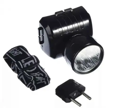 Фонарь налобный аккумуляторный 5 LED, вилка 220В, фотография 7