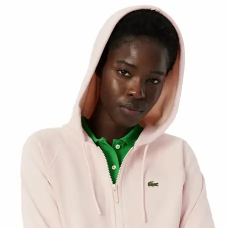 Женская флисовая толстовка lacoste с капюшоном на молнии, фотография 3