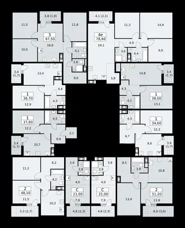 3-х комнатная квартира, 78,40 м², 9 эт., ЖК А101 Лаголово, фотография 2