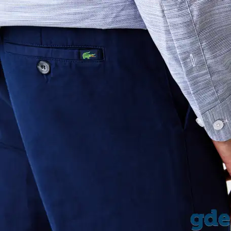 Мужские брюки lacoste casual fit из смеси хлопка и льна, фотография 6