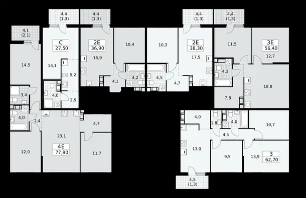2-х комнатная квартира, 56,40 м², 10 эт., ЖК А101 Лаголово, фотография 2