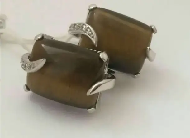 Серьги , камень тигровый глаз, серебро, фотография 1