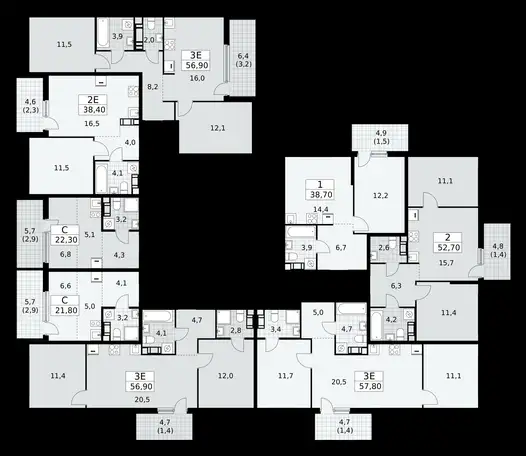 2-х комнатная квартира, 52,70 м², 10 эт., ЖК А101 Лаголово, фотография 2