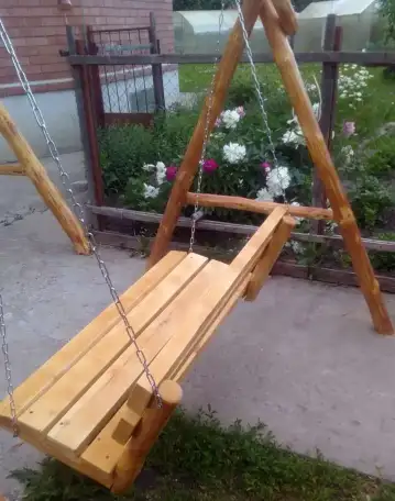Качели садовые из дерева, фотография 5