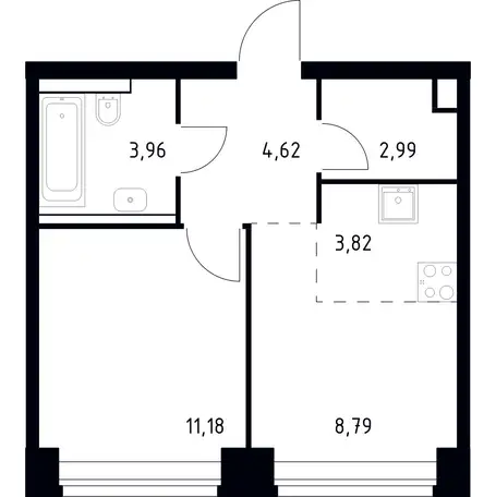 2-х комнатная квартира, 35,36 м², 19 эт., ЖК NOVA, фотография 1