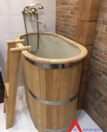 Купель для бани из дуба 2х местная с пластиковым вкладышем, фотография 6