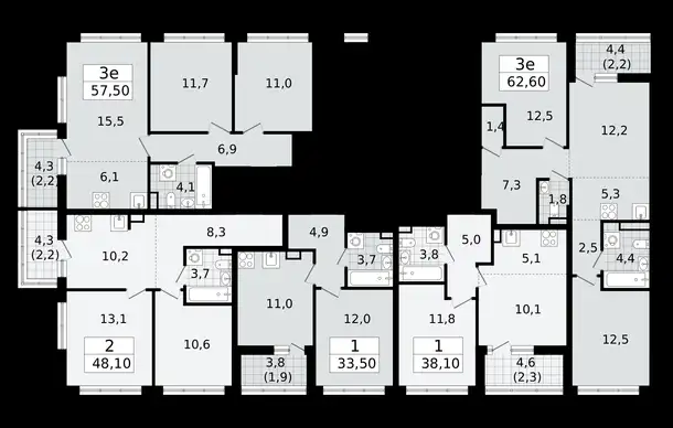 3-х комнатная квартира, 57,50 м², 6 эт., ЖК А101 Всеволожск, фотография 2