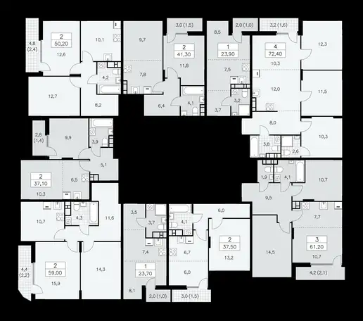 2-х комнатная квартира, 61,20 м², 18 эт., ЖК Бунинские Кварталы, фотография 2