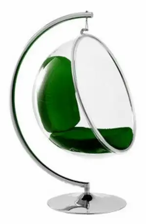 Кресло подвесное hanging bubble chair зеленое экокожа, фотография 1