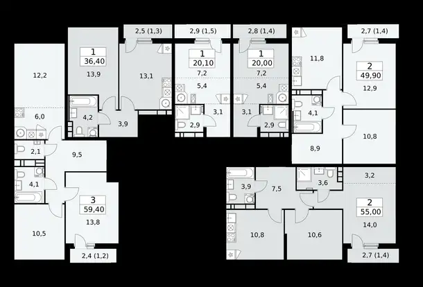2-х комнатная квартира, 55,00 м², 9 эт., ЖК Скандинавия, фотография 1