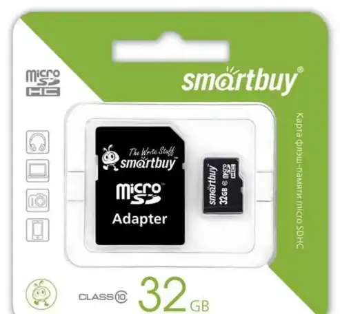 Карта памяти microSDHC 32Gb Smartbuy Class10 с адаптером , фотография 1