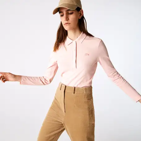 Женское поло lacoste slim fit из эластичного хлопка, фотография 1
