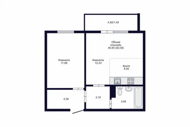 Квартира, 40,60 м², 2 эт., Курчатовский, Краснопольский пр-кт, 30, фотография 5