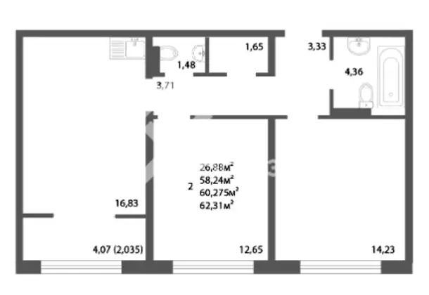 Квартира, 38,36 м², 6 эт., Калининский, Ул. чичерина, 3/1, фотография 1