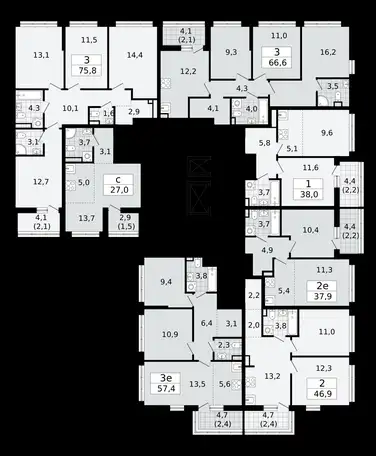 2-х комнатная квартира, 38,00 м², 6 эт., ЖК А101 Всеволожск, фотография 2