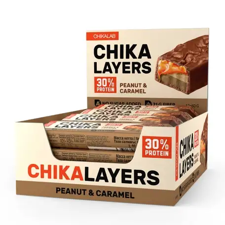 Протеиновый батончик chikalab – chika layers - peanut & caramel (12, фотография 1