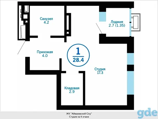 Квартира, 17,30 м², 4 эт., Пожарных и спасателей, 5, фотография 2