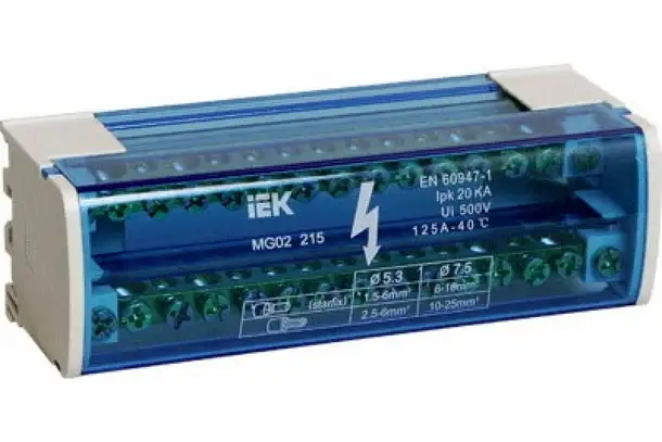 Шины на din-рейку в корпусе (кросс-модуль) шнк 2х15 l+pen iek, фотография 1