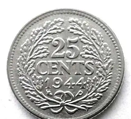 Редкая серебряная монета 25 центов 1944 года., фотография 2