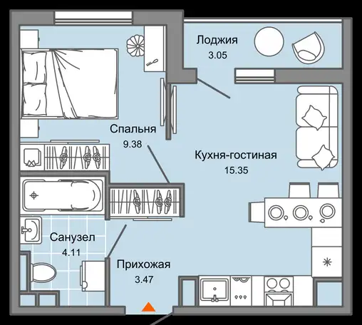 Квартира, 34,00 м², 2 эт., Пр-кт авиастроителей, стр. 2, фотография 1