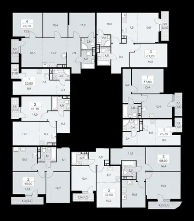2-х комнатная квартира, 61,20 м², 11 эт., ЖК Бунинские Кварталы, фотография 2