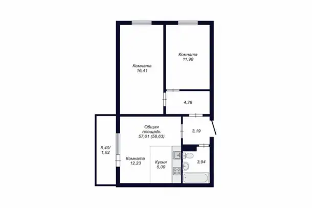Квартира, 58,63 м², 5 эт., Тракторозаводский, Конструктора духова ул, 14, фотография 12